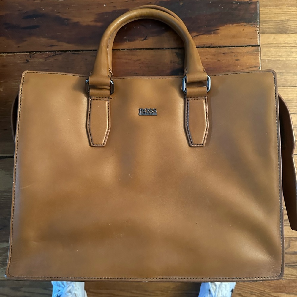 BOSS Tan Leather Men's Bag
